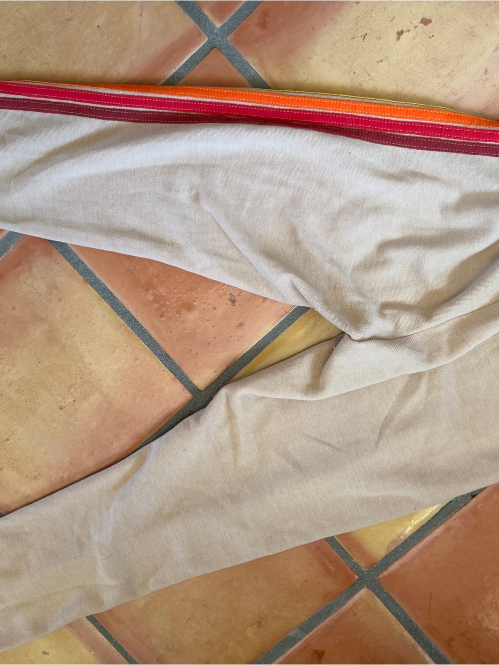 Aviator Nation Beige Track Pants with Rainbow Side Stripes - Picture 6 of 7